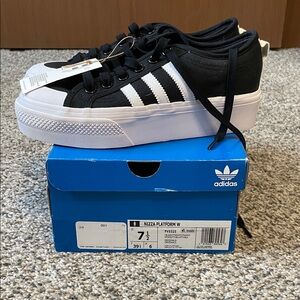 Adidas Nizza Platform Black White Sneakers
